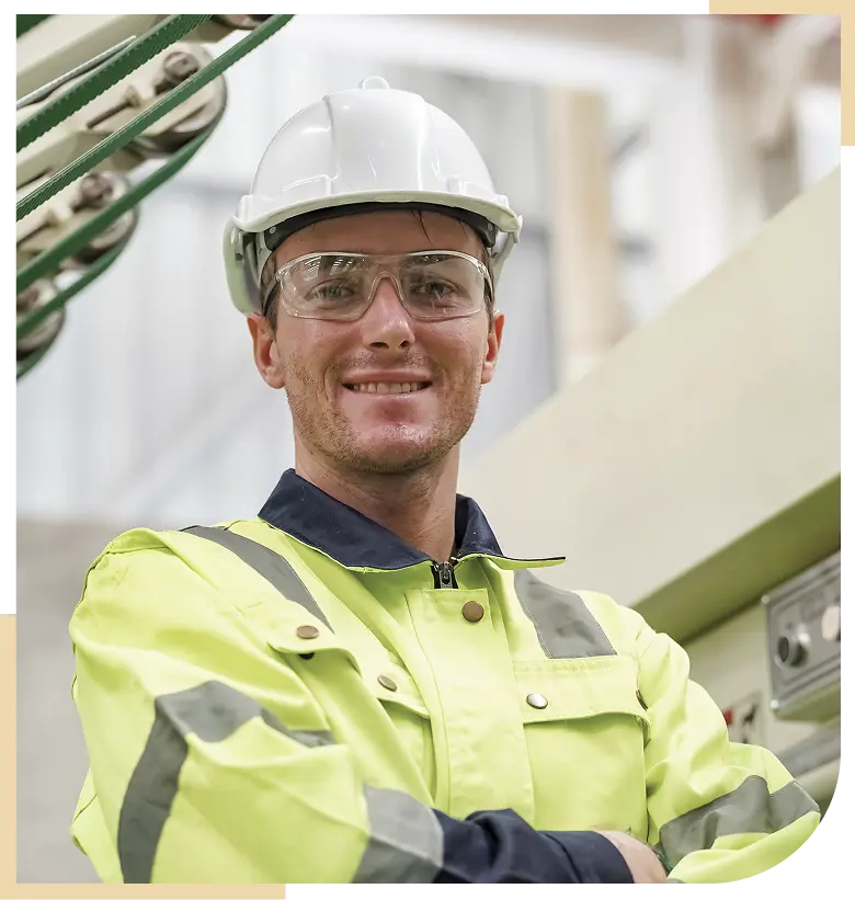 Worker smiling